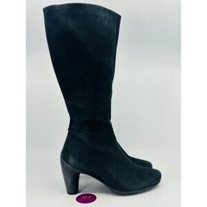 ECCO Women's Sculptured 65 Knee High Black Nubuck Leather Heeled Boots Size 37